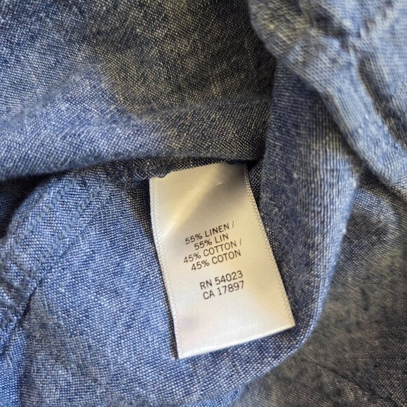 Banana Republic Button Down Shirt Mens M Blue Linen Blend Long Sleeve Classic - Picture 6 of 8